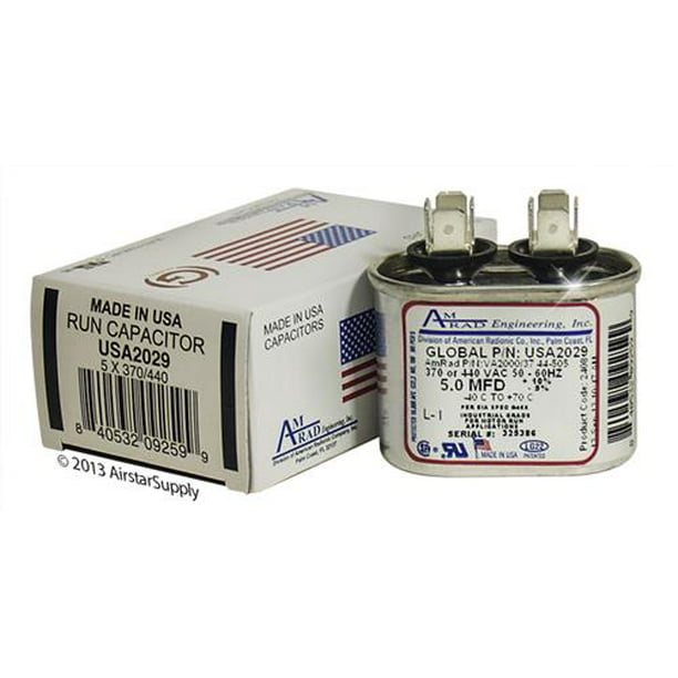45 uf/Mfd 370/440 VAC AmRad Round Universal Capacitor Mars 12248 Replacement Made in The U.S.A. 